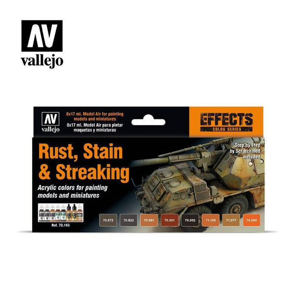 Vallejo 70183 Model Color Rust, Stain & Streaking Acrylic Paint Set - Gap Games