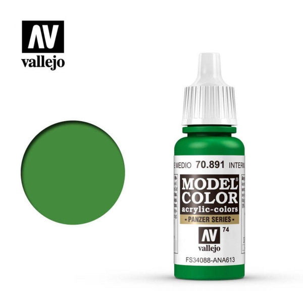Vallejo 70891 Model Color Intermediate Green 17 ml Acrylic Paint - Gap Games