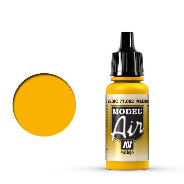 Vallejo 71002 Model Air Medium Yellow 17 ml Acrylic Airbrush Paint - Gap Games