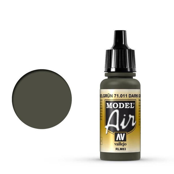 Vallejo 71011 Model Air Dark Green RLM83 17 ml Acrylic Airbrush Paint - Gap Games