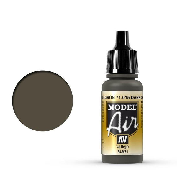 Vallejo 71015 Model Air Dark Green RLM71 17 ml Acrylic Airbrush Paint - Gap Games