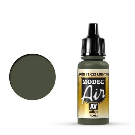 Vallejo 71022 Model Air Light Green RLM82 17 ml Acrylic Airbrush Paint - Gap Games