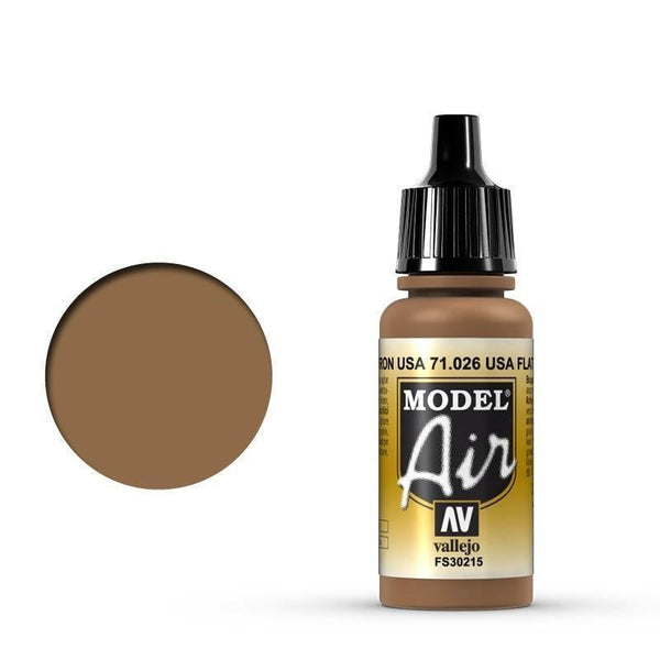 Vallejo 71026 Model Air USA Flat Brown 17 ml Acrylic Airbrush Paint - Gap Games