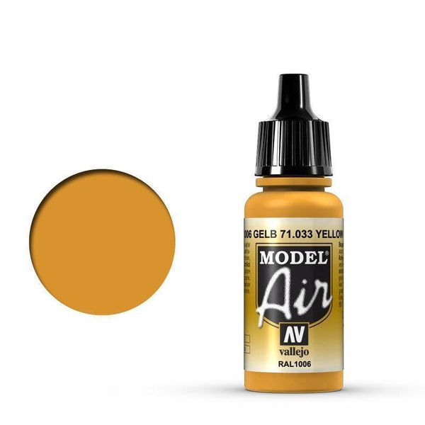 Vallejo 71033 Model Air Yellow Ochre 17 ml Acrylic Airbrush Paint - Gap Games