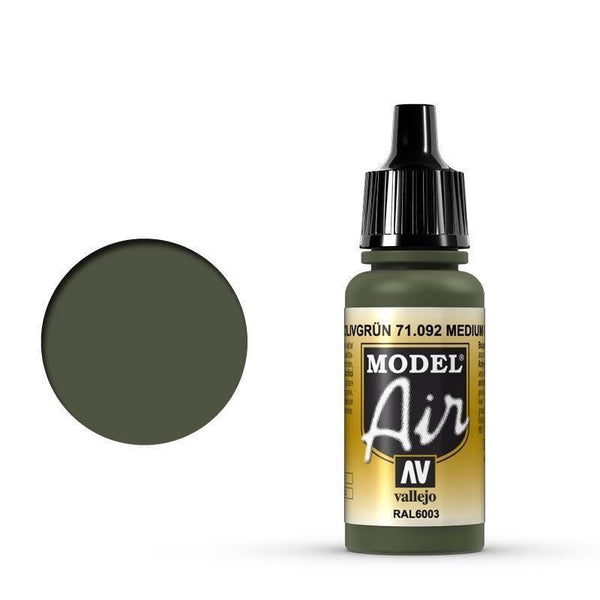 Vallejo 71092 Model Air Medium Olive 17 ml Acrylic Airbrush Paint - Gap Games