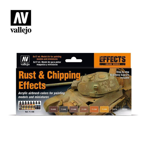 Vallejo 71186 Model Air Rust & Chipping Effects Colour Acrylic Airbrush Paint Set - Gap Games