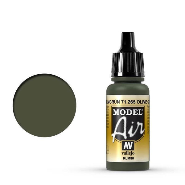 Vallejo 71265 Model Air Olive Green RLM80 17 ml Acrylic Airbrush Paint - Gap Games
