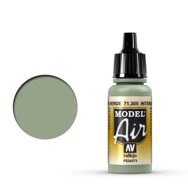 Vallejo 71305 Model Air Interior Grey Green 17 ml Acrylic Airbrush Paint - Gap Games