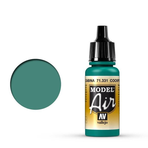 Vallejo 71331 Model Air Cockpit Emerald Green "Faded" 17ml Acrylic Airbrush Paint - Gap Games