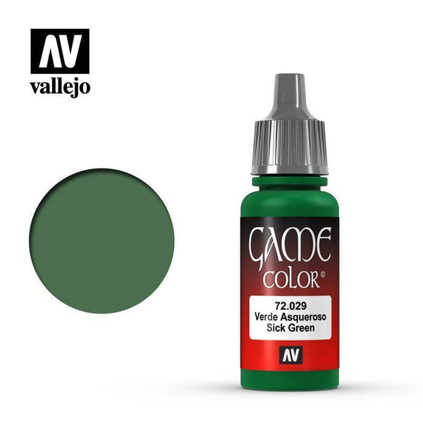 Vallejo 72029 Game Color - Sick Green 17 ml Acrylic Paint - Gap Games