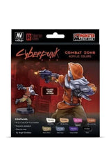 Vallejo 72307 Game Colour Cyberpunk Combat Zone 8 Colour Acrylic Paint Set w/ Nemo miniature - Gap Games