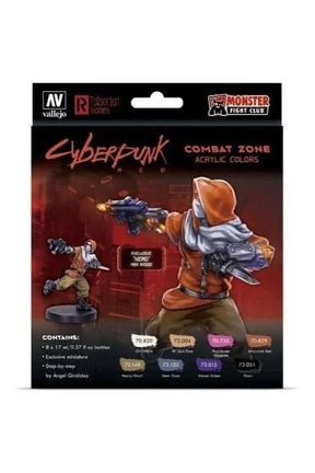 Vallejo 72307 Game Colour Cyberpunk Combat Zone 8 Colour Acrylic Paint Set w/ Nemo miniature - Gap Games