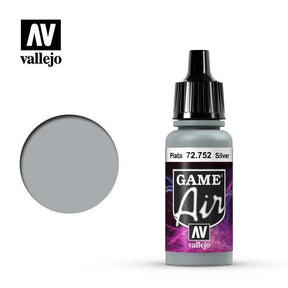Vallejo 72752 Game Air Silver 17 ml Acrylic Airbrush Paint - Gap Games