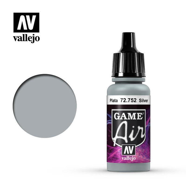 Vallejo 72752 Game Air Silver 17 ml Acrylic Airbrush Paint - Gap Games
