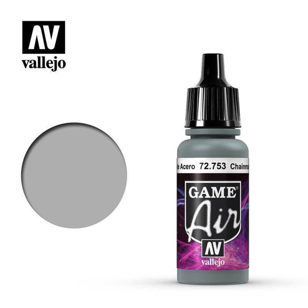 Vallejo 72753 Game Air Chainmail Silver 17 ml Acrylic Airbrush Paint - Gap Games