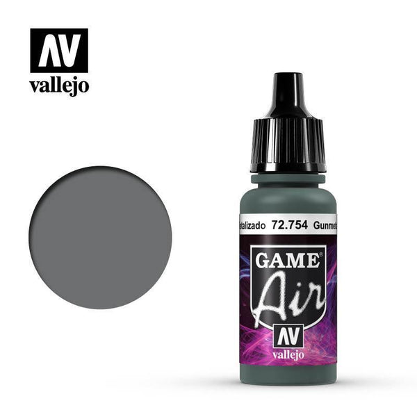 Vallejo 72754 Game Air Gunmetal Metal 17 ml Acrylic Airbrush Paint - Gap Games