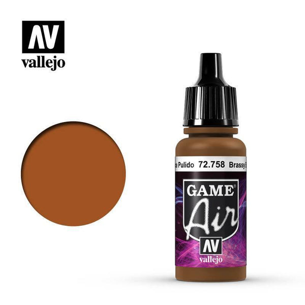 Vallejo 72758 Game Air Brassy Brass 17 ml Acrylic Airbrush Paint - Gap Games
