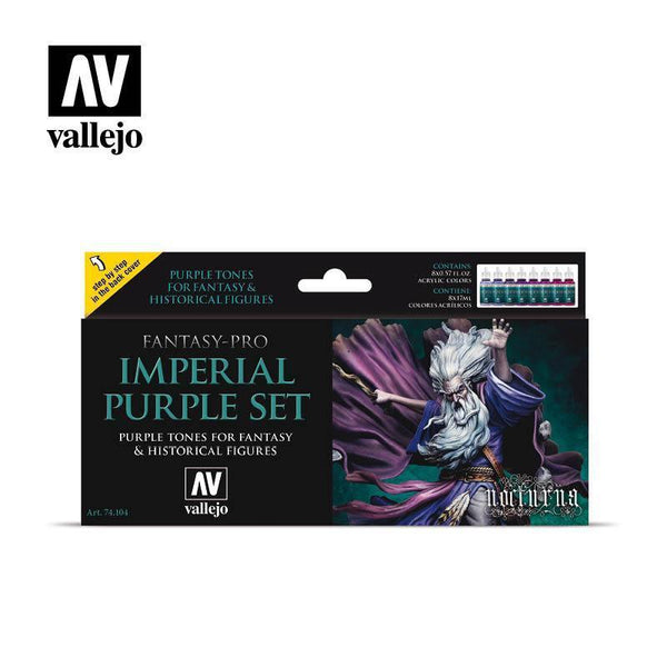 Vallejo 74104 Fantasy Pro Imperial Purple (8) Acrylic Paint Set - Gap Games