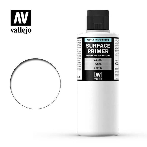 Vallejo 74600 Surface Primer - Colour White 200ml - Gap Games