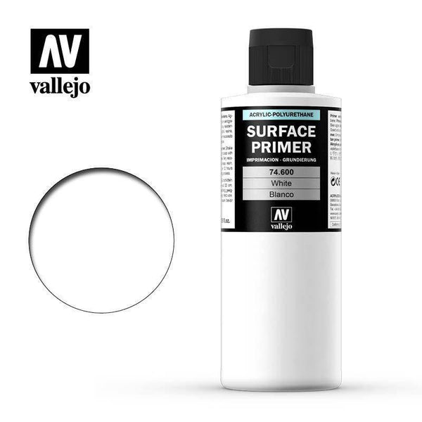 Vallejo 74600 Surface Primer - Colour White 200ml - Gap Games