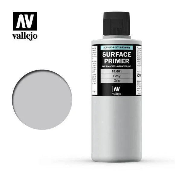 Vallejo 74601 Surface Primer - Colour Grey 200ml - Gap Games