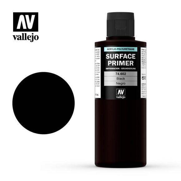 Vallejo 74602 Surface Primer - Colour Black 200ml - Gap Games