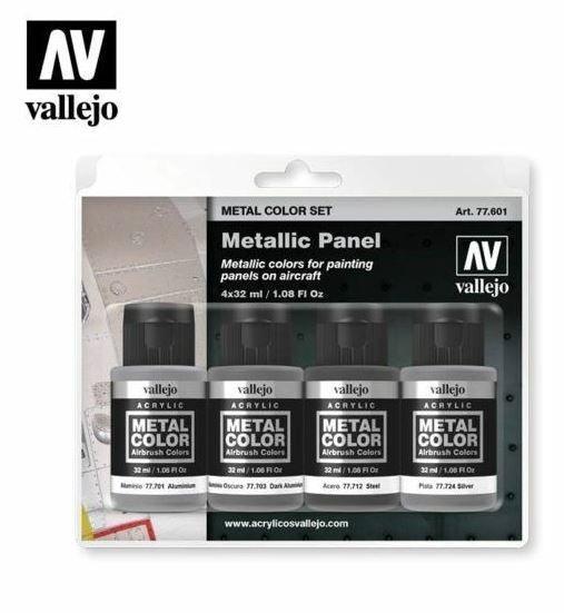 Vallejo 77601 Metal Colour - Metallic Panel 4 Colour Acrylic Paint Set - Gap Games