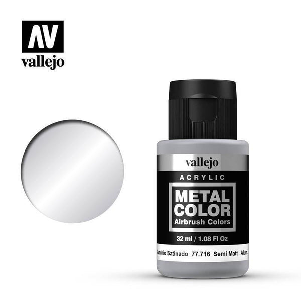 Vallejo 77716 Metal Color Semi Matte Aluminium 32ml Acrylic Paint - Gap Games