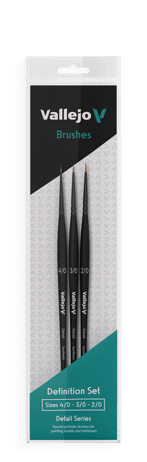 Vallejo Brushes - Detail - Definition Set - Synthetic fibers (Sizes 4/0; 3/0 & 2/0) - Gap Games