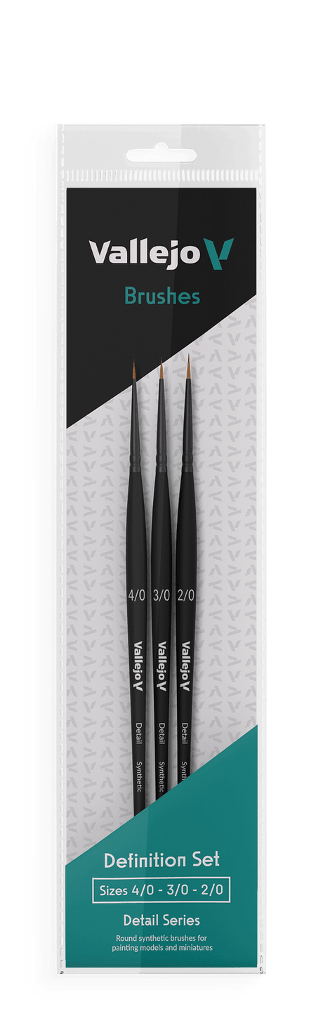 Vallejo Brushes - Detail - Definition Set - Synthetic fibers (Sizes 4/0; 3/0 & 2/0) - Gap Games