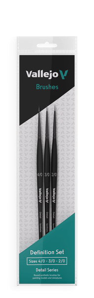 Vallejo Brushes - Detail - Definition Set - Synthetic fibers (Sizes 4/0; 3/0 & 2/0) - Gap Games