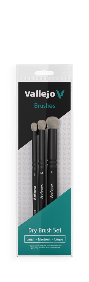 Vallejo Brushes - Dry Brush - Dry Brush Set - Natural Hair (S, M & L) - Gap Games