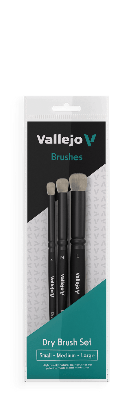 Vallejo Brushes - Dry Brush - Dry Brush Set - Natural Hair (S, M & L) - Gap Games