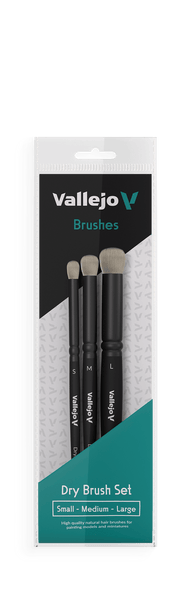 Vallejo Brushes - Dry Brush - Dry Brush Set - Natural Hair (S, M & L) - Gap Games