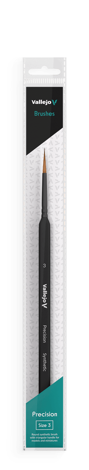 Vallejo Brushes - Precision - Round Synthetic Brush Triangular Handle No.3 - Gap Games