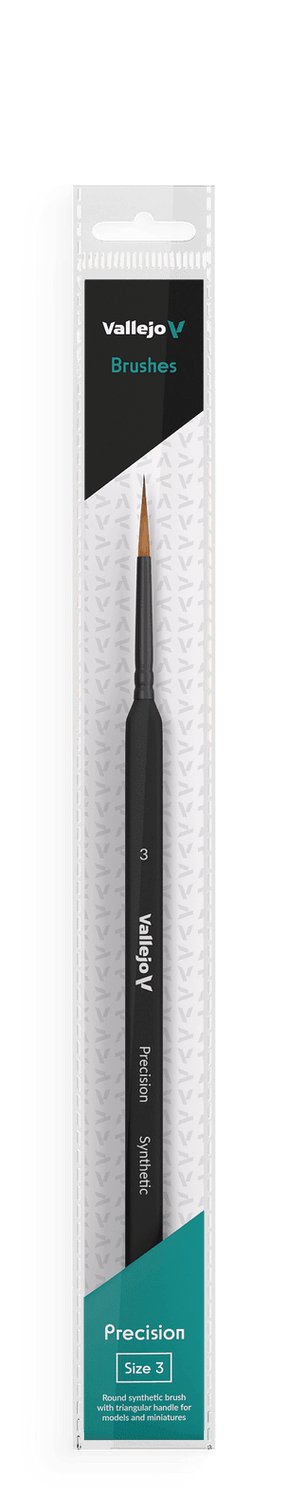 Vallejo Brushes - Precision - Round Synthetic Brush Triangular Handle No.3 - Gap Games