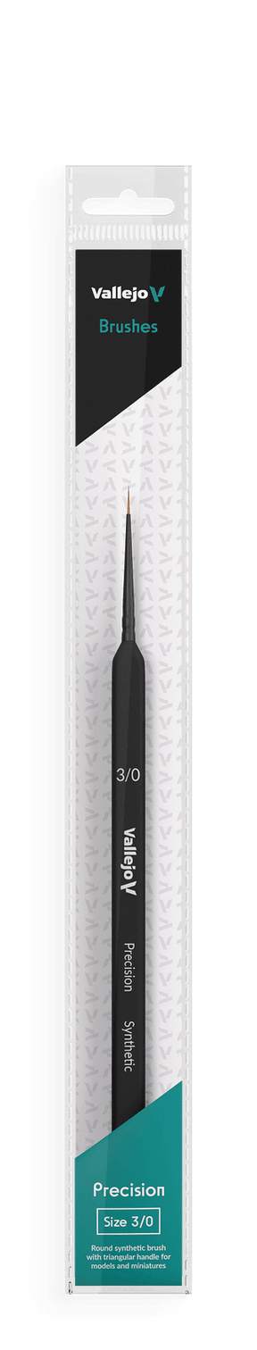 Vallejo Brushes - Precision - Round Synthetic Brush Triangular Handle No.3/0 - Gap Games