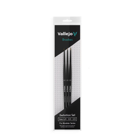 Vallejo Brushes - Pro Modeler - Definition Set - Natural Hair (Sizes 4/0, 3/0 & 2/0) - Gap Games