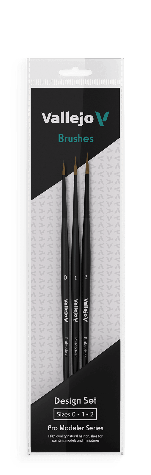 Vallejo Brushes - Pro Modeler - Design Set - Natural Hair (Sizes 0, 1 & 2) - Gap Games