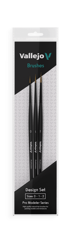 Vallejo Brushes - Pro Modeler - Design Set - Natural Hair (Sizes 0, 1 & 2) - Gap Games