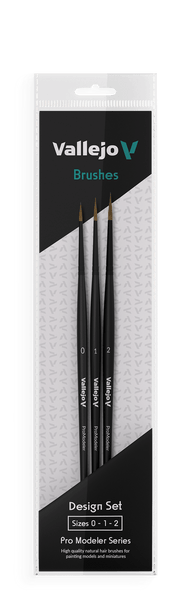 Vallejo Brushes - Pro Modeler - Design Set - Natural Hair (Sizes 0, 1 & 2) - Gap Games