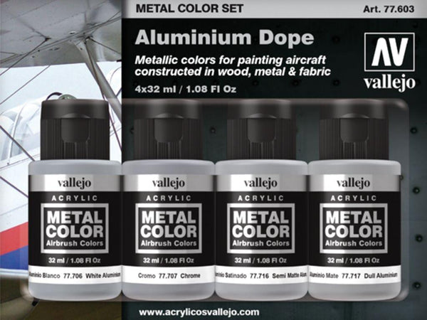 SALE Vallejo Metal Colour - Aluminium Dope 4 Colour Acrylic Paint Set - Gap Games