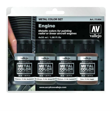 Vallejo Metal Colour - Engine 4 Colour Acrylic Paint Set - Gap Games
