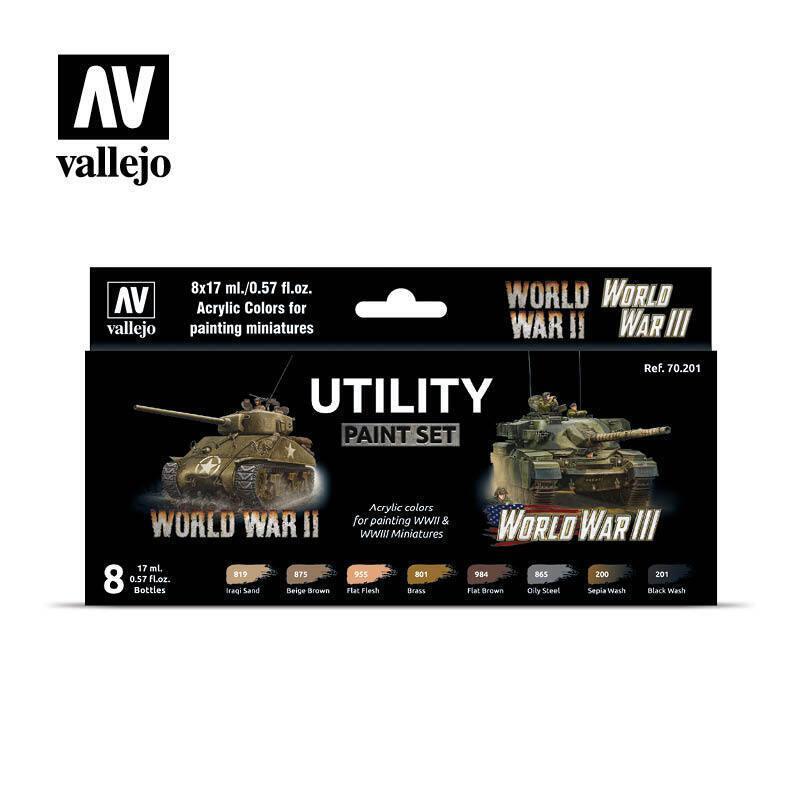 Vallejo Model Colour Utility Paint Set Acrylic 8 Colour Paint Set [70201] - Gap Games