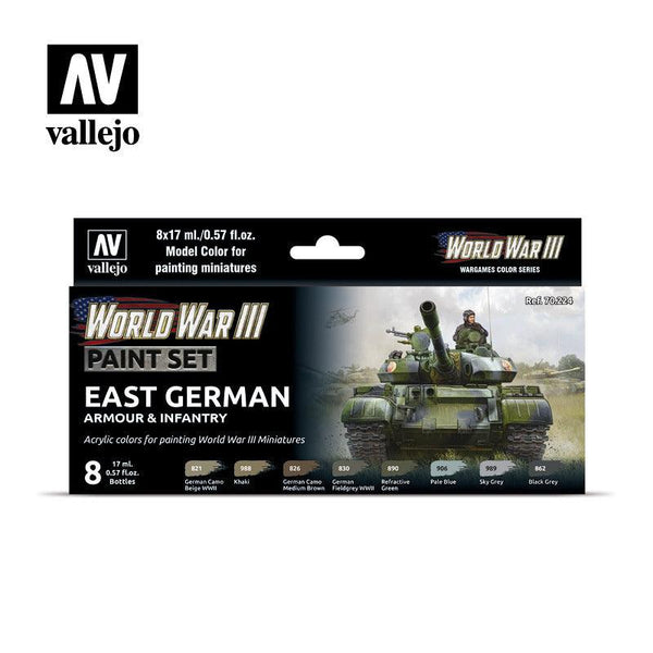 Vallejo Model Colour WWIII East German Armour & Infantry Acrylic 8 Colour Paint Set [70224] - Gap Games