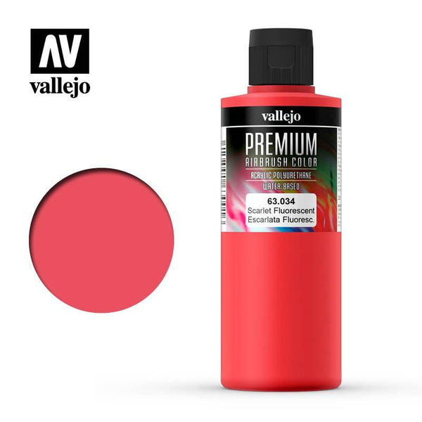 Vallejo Premium Colour - Fluorescent Scarlet 200ml - Gap Games