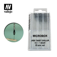 Vallejo T01001 Tools Microbox drill set (20) 0.3-1.6mm - Gap Games