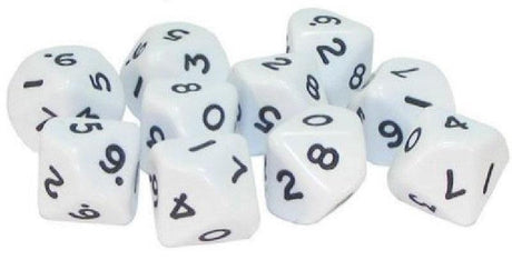 Warlord Games - 10 White D10 Dice - Gap Games
