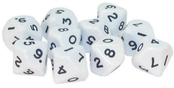 Warlord Games - 10 White D10 Dice - Gap Games