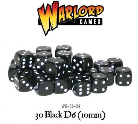 Warlord Games - 30 Black Dice (10mm) - Gap Games